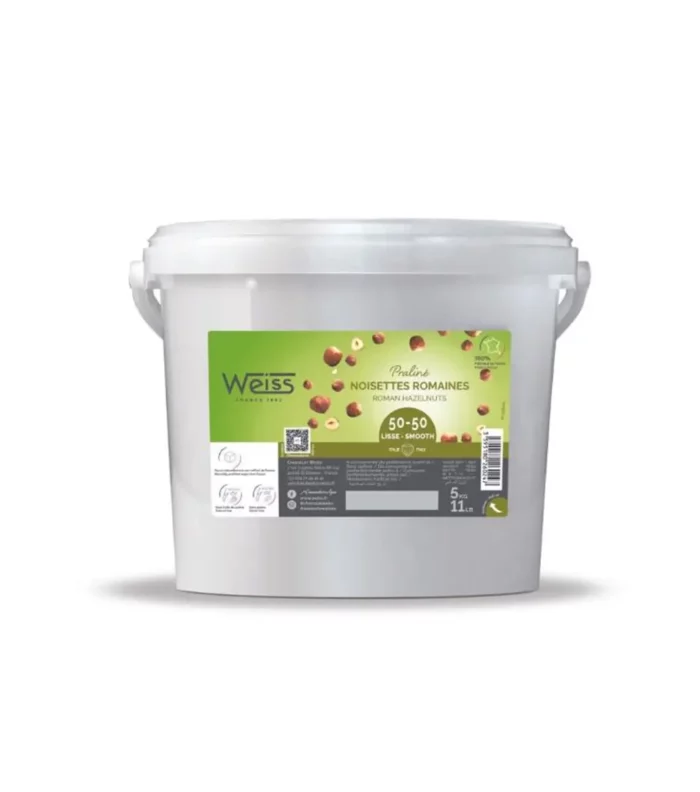 Praliné lisse noisettes Romaines 50/50 weiss Praliné lisse noisettes Romaines 50/50 weiss